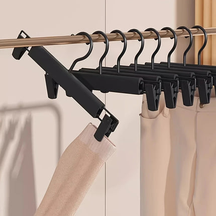10pcs Super Anti-Slip Pants Hangers with Clips, Thickened Plastic Dual-Use Skirt/Pants Hangers, Seamless Anti-Mark Home Drying Racks, Wardrobe Organizer Essential..