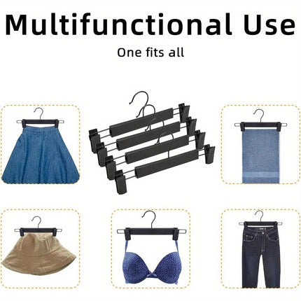 10pcs Super Anti-Slip Pants Hangers with Clips, Thickened Plastic Dual-Use Skirt/Pants Hangers, Seamless Anti-Mark Home Drying Racks, Wardrobe Organizer Essential..