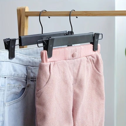 10pcs Super Anti-Slip Pants Hangers with Clips, Thickened Plastic Dual-Use Skirt/Pants Hangers, Seamless Anti-Mark Home Drying Racks, Wardrobe Organizer Essential..