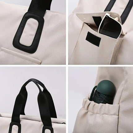 black Large-capacity travel tote bag, lightweight carry-on luggage with shoulder strap, gym bag, portable laptop bag, ideal for short trips, hand-carry style..