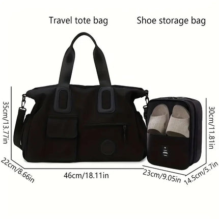 brown Large-capacity travel tote bag, lightweight carry-on luggage with shoulder strap, gym bag, portable laptop bag, ideal for short trips, hand-carry style..