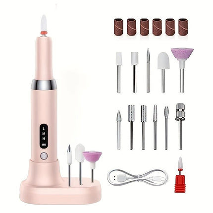 Pink   Wireless Charging Nail Drill, 3-Speed Adjustable, Professional-Level Care in One Tool.