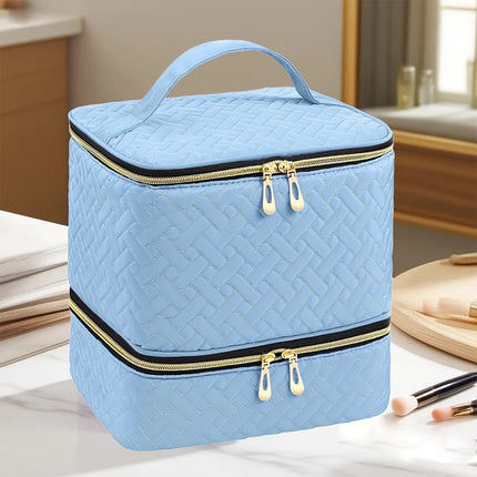 BLUE Double‑layer woven storage, scientifically organized with large capacity—Professional Nail Tool Carry‑on Bag, keeping tools perfectly ordered..