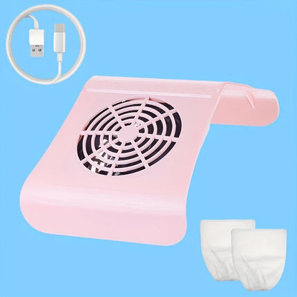 Nail Dust Collector: USB-Powered, Strong Suction, One-Touch Operation, Say Goodbye to Dust Troubles.PINK.