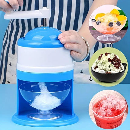 1 Multi-Function Shaved Ice Machine and Snow Ice Maker – Compact Manual Ice Shaver with Smoothie and Milkshake Making Functions. blue.