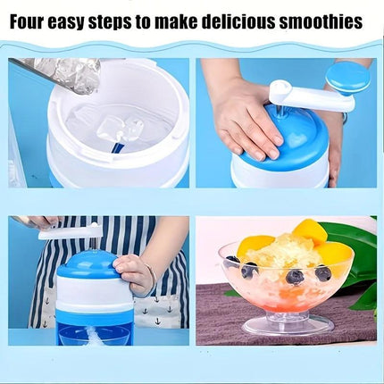 1 Multi-Function Shaved Ice Machine and Snow Ice Maker – Compact Manual Ice Shaver with Smoothie and Milkshake Making Functions. blue.