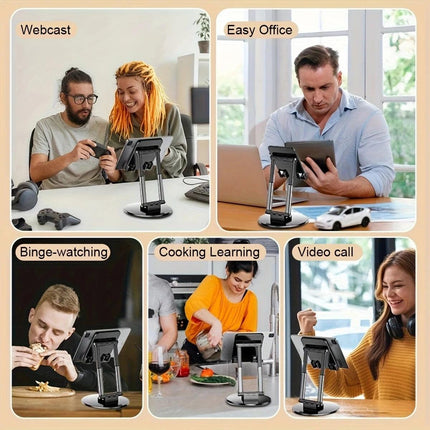 All-round Rotation, Rock-solid on Desktop —— Free Height Adjustment, One Stand for All Scenarios.