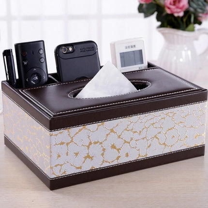 Black cat's eye Multi-Function Leather Tissue Box, Wooden Frame with Compartment Storage, Anti-Slip and Stable, Living Room and Office Desktop Organizer.