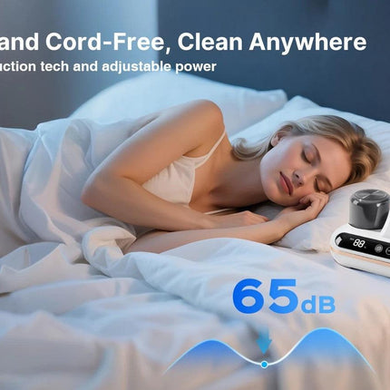 Wireless Intelligent Anti-Mite Cleaner: 10000Pa Super Suction, Dual Washable Dust Cups.