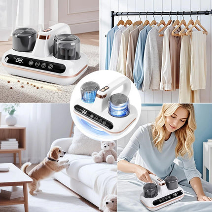 Wireless Intelligent Anti-Mite Cleaner: 10000Pa Super Suction, Dual Washable Dust Cups.