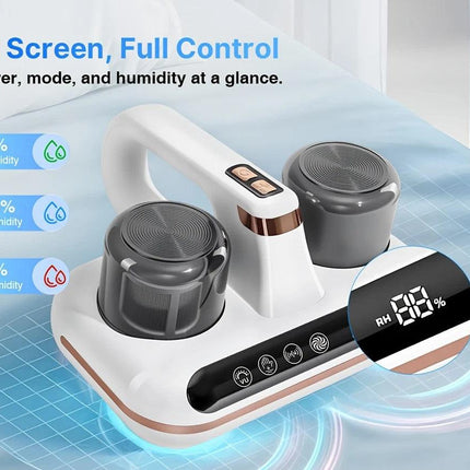Wireless Intelligent Anti-Mite Cleaner: 10000Pa Super Suction, Dual Washable Dust Cups.