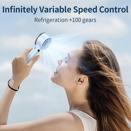 Hurricane Ice-Bag High-Speed Fan｜100-Speed Adjustable, Second-Level Cooling, Lightweight and Portable Summer Travel Essential.BLACK.
