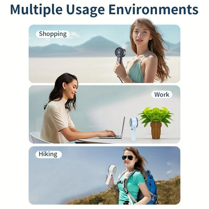 White Hurricane Ice-Bag High-Speed Fan｜100-Speed Adjustable, Second-Level Cooling, Lightweight and Portable Summer Travel Essential.