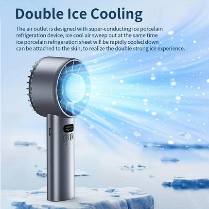 White Hurricane Ice-Bag High-Speed Fan｜100-Speed Adjustable, Second-Level Cooling, Lightweight and Portable Summer Travel Essential.