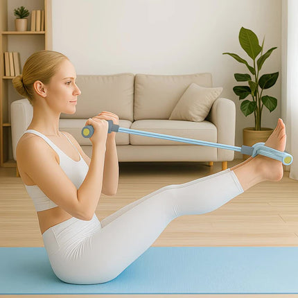 SKY blue Home-use six-tube resistance band with non-slip pedals and quiet rebound. Targets multiple muscle groups for full-body fat burning, shaping, and stretching. Portable and suitable for all..