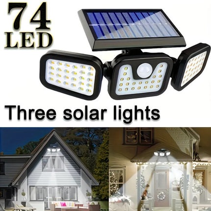 74 LED Solar Motion Sensor Light with Movement Detection, 3 Brightness Modes Outdoor Wall Lamp, Suitable for Front Door, Yard, Garage, Terrace..
