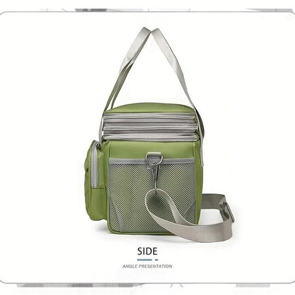 Large Capacity Travel Bag / Lunch Bag. Expandable 5cm, Multi-Compartment Storage, Hand/Shoulder Carry, Multi-Color Portable for Trips.black.