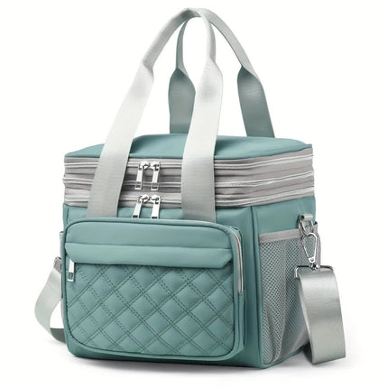 BLUE Large Capacity Travel Bag / Lunch Bag. Expandable 5cm, Multi-Compartment Storage, Hand/Shoulder Carry, Multi-Color Portable for Trips.