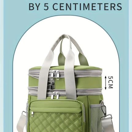 BLUE Large Capacity Travel Bag / Lunch Bag. Expandable 5cm, Multi-Compartment Storage, Hand/Shoulder Carry, Multi-Color Portable for Trips.