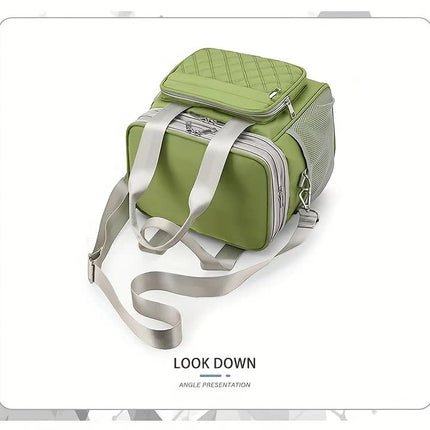 BLUE Large Capacity Travel Bag / Lunch Bag. Expandable 5cm, Multi-Compartment Storage, Hand/Shoulder Carry, Multi-Color Portable for Trips.