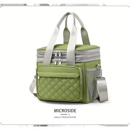 BLUE Large Capacity Travel Bag / Lunch Bag. Expandable 5cm, Multi-Compartment Storage, Hand/Shoulder Carry, Multi-Color Portable for Trips.
