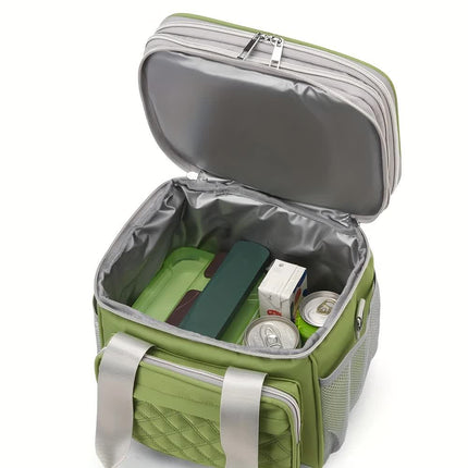 BLUE Large Capacity Travel Bag / Lunch Bag. Expandable 5cm, Multi-Compartment Storage, Hand/Shoulder Carry, Multi-Color Portable for Trips.