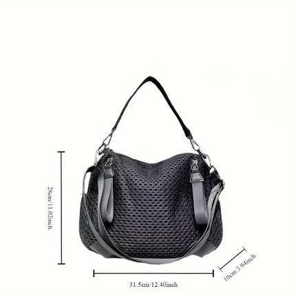Women's fashionable mesh-paneled crossbody bag, large-capacity lightweight mesh travel vacation sports bag..
