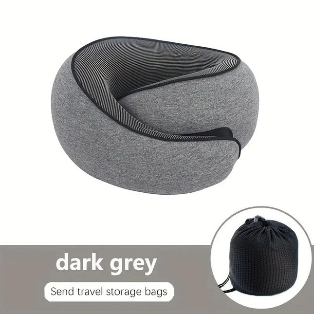 DARK GREY Snail Airplane Neck Pillow – Travel pillow with soft supportive design, ideal for sleep, cars, trains, the office, and home use. Includes a washable pillowcase and portable cervical support pad with storage bag..