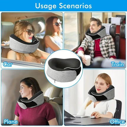 black Snail Airplane Neck Pillow – Travel pillow with soft supportive design, ideal for sleep, cars, trains, the office, and home use. Includes a washable pillowcase and portable cervical support pad with storage bag..