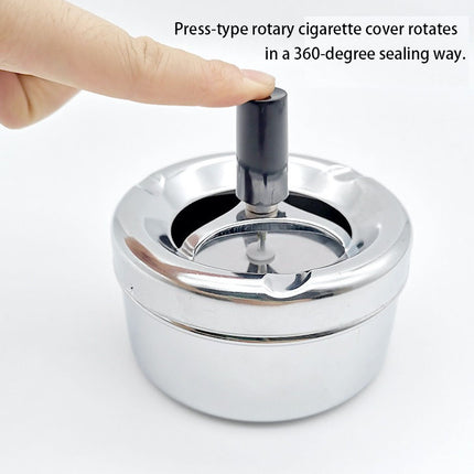 Creative Ashtray, Large Circular Metal Ashtray with Rotating Tray, Press-Type Design.