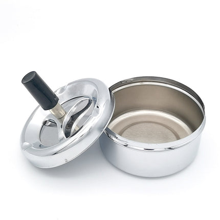 Creative Ashtray, Large Circular Metal Ashtray with Rotating Tray, Press-Type Design.