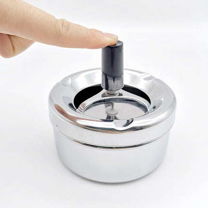 Creative Ashtray, Large Circular Metal Ashtray with Rotating Tray, Press-Type Design.