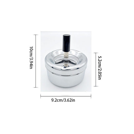 Creative Ashtray, Large Circular Metal Ashtray with Rotating Tray, Press-Type Design.