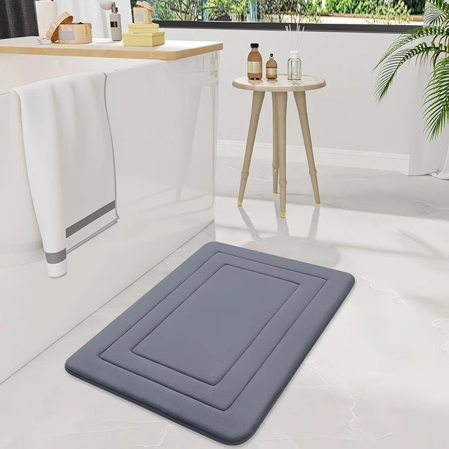 Grey  Geometric Pattern, Soft Lightweight Skin-Friendly, Bathroom Accessory, Toilet Anti-Slip Mat, Bathroom Mat, Machine Washable, Suitable for Shower Room, Bathroom Doorway, Bedroom Room Decoration, Modern Bath Mat, Durable Bathroom Floor Mat.