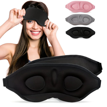 3PCS 3D Sleep Mask with Nose Rest, Designed for Side Sleepers, Total Blackout 3D Sleep Mask, Unisex, Night Eye Cover, Soft & Breathable Eye Mask, Zero-Pressure Relaxing Sleep Mask for Night Use (Black).
