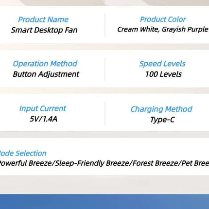 Cream rice，AI Smart Circulating Fan: 4 Modes + Silent Airflow, Your All-Scenario Cooling Companion.