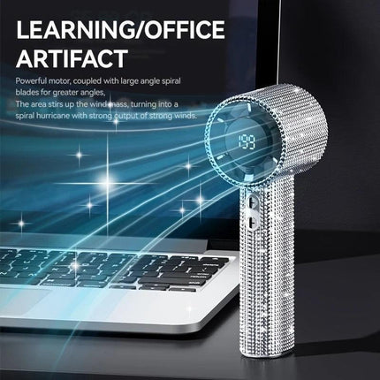 White Diamond /Diamond - style Handheld Mini Fan, Exquisite and Long - lasting Battery Life.
