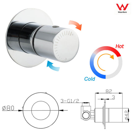 Chrome Bath Control Shower Mixer Brass Round Wall Mounted Hot Cold Water Valve.