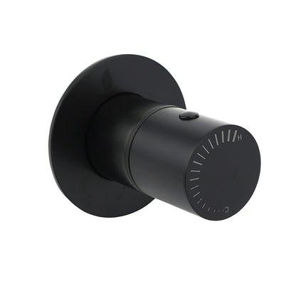 Watermark Matt Black Round Bath Shower Mixer Hot Cold Tap Valve Turn No Handle.