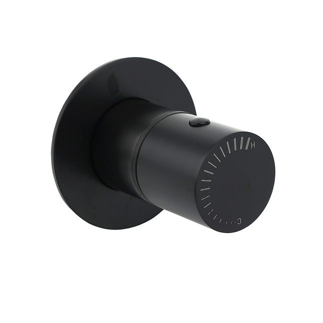 Watermark Matt Black Round Bath Shower Mixer Hot Cold Tap Valve Turn No Handle.