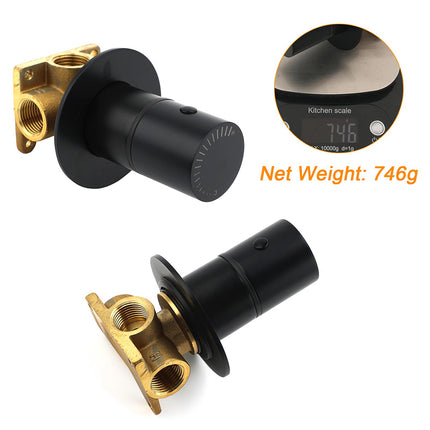 Watermark Matt Black Round Bath Shower Mixer Hot Cold Tap Valve Turn No Handle.