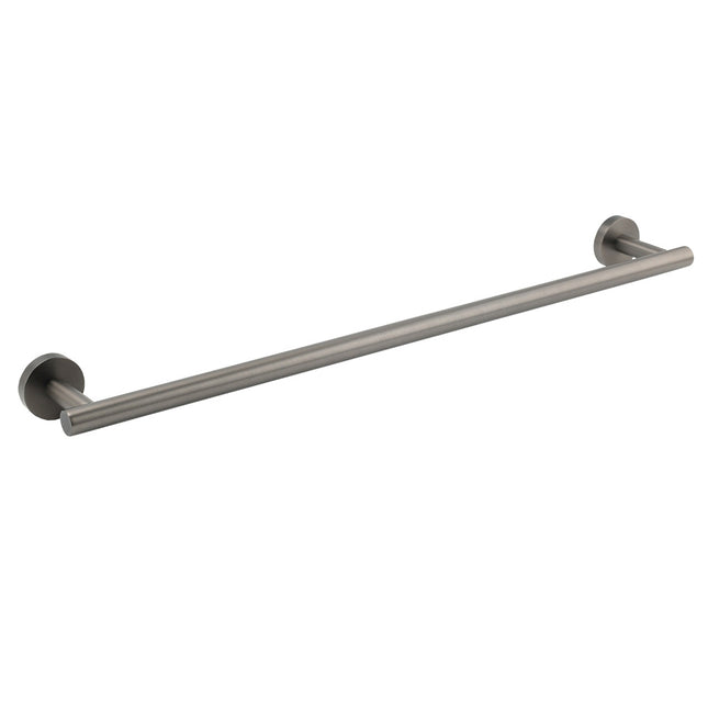 Gun Metal Stainless Steel 600mm Single Towel Rack Rail Holder Round Hanger Bar.
