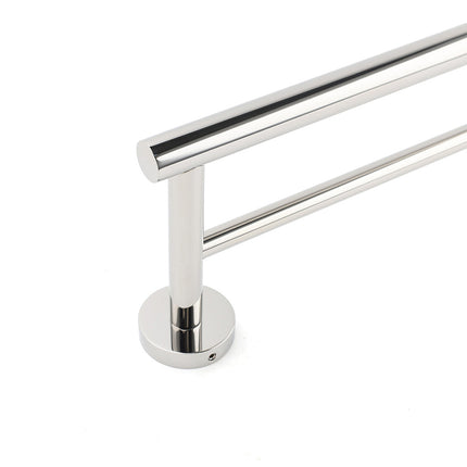 Polished Chrome 600mm Double Towel Rack Holder Stainless Steel Hanger Rail Kit.