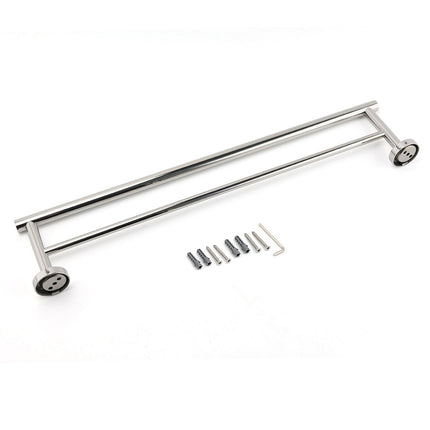 Polished Chrome 600mm Double Towel Rack Holder Stainless Steel Hanger Rail Kit.