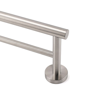 Brushed Nickel 750mm Double Towel Rack Rail Holder Round Hanger Bar Wall Mounted.