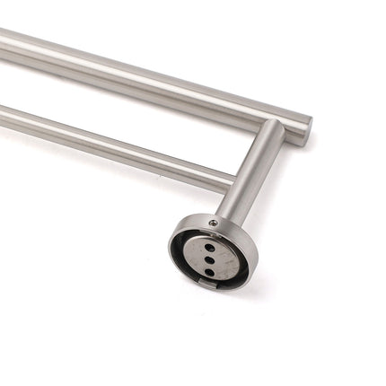 Brushed Nickel 750mm Double Towel Rack Rail Holder Round Hanger Bar Wall Mounted.