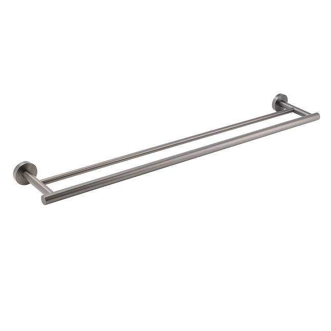 Gun Metal Stainless Steel 750mm Double Towel Rack Rail Holder Round Hanger Bar.