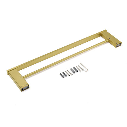 Square SUS Double Towel Rail Rack 600mm Brushed Gold Hanger Holder Bar Bathroom.