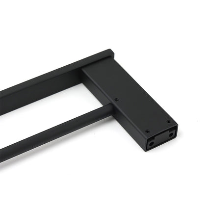 Matt Black Cubic Square 600mm Double Towel Rail Rack Hanger Holder Bar Wall Kit.
