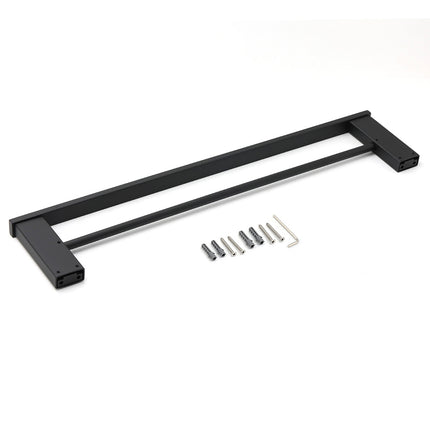 Matt Black Cubic Square 600mm Double Towel Rail Rack Hanger Holder Bar Wall Kit.
